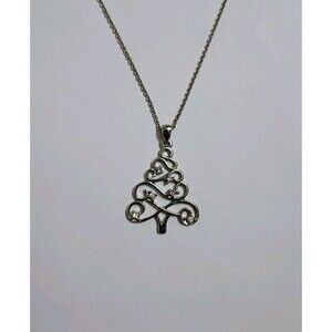 MESTIGE Pretty Silver Tone Christmas Tree Pendant Necklace With Stones